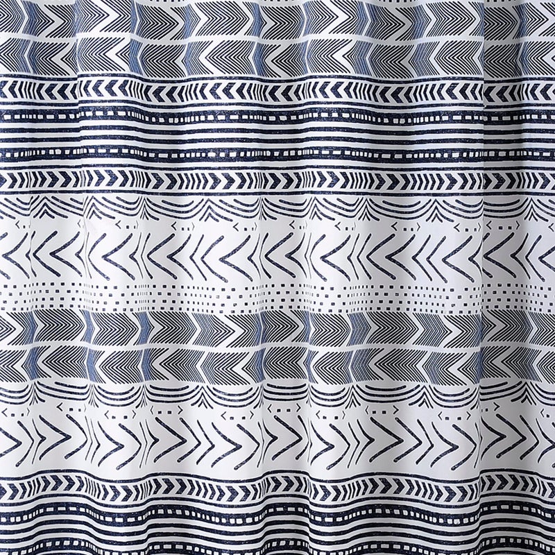 Lush Decor Hygge Geo Shower Curtain, 72" W x 72" L, Navy/White - Curtain For Bathroom - Striped Bathroom Decor - Navy Bath Accessories - Dark Blue Accessories - Geometric Scandinavian Print - Image 5